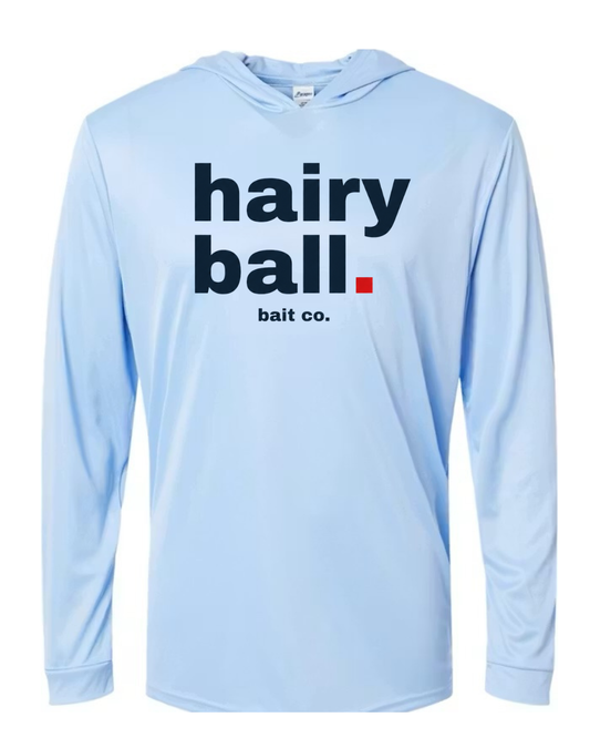 Blue Hooded Long Sleeve Performance Shirt